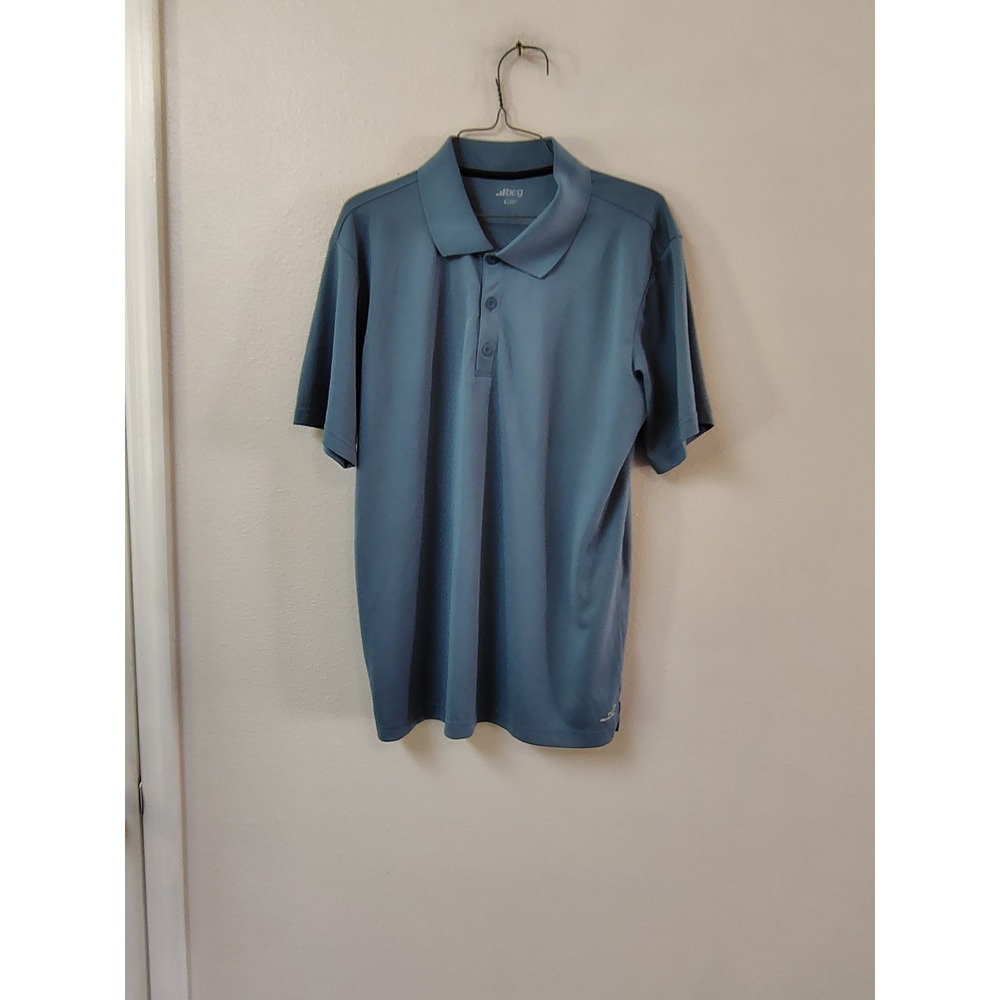 BCG Mens Polo Shirt Large Blue Short Sleeve Performance Golf Athletic Activewear